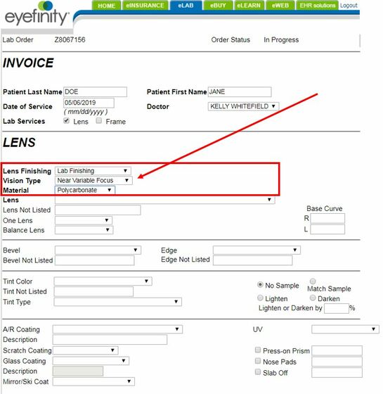 How to order Unity Via OfficePro lenses on Eyefinity